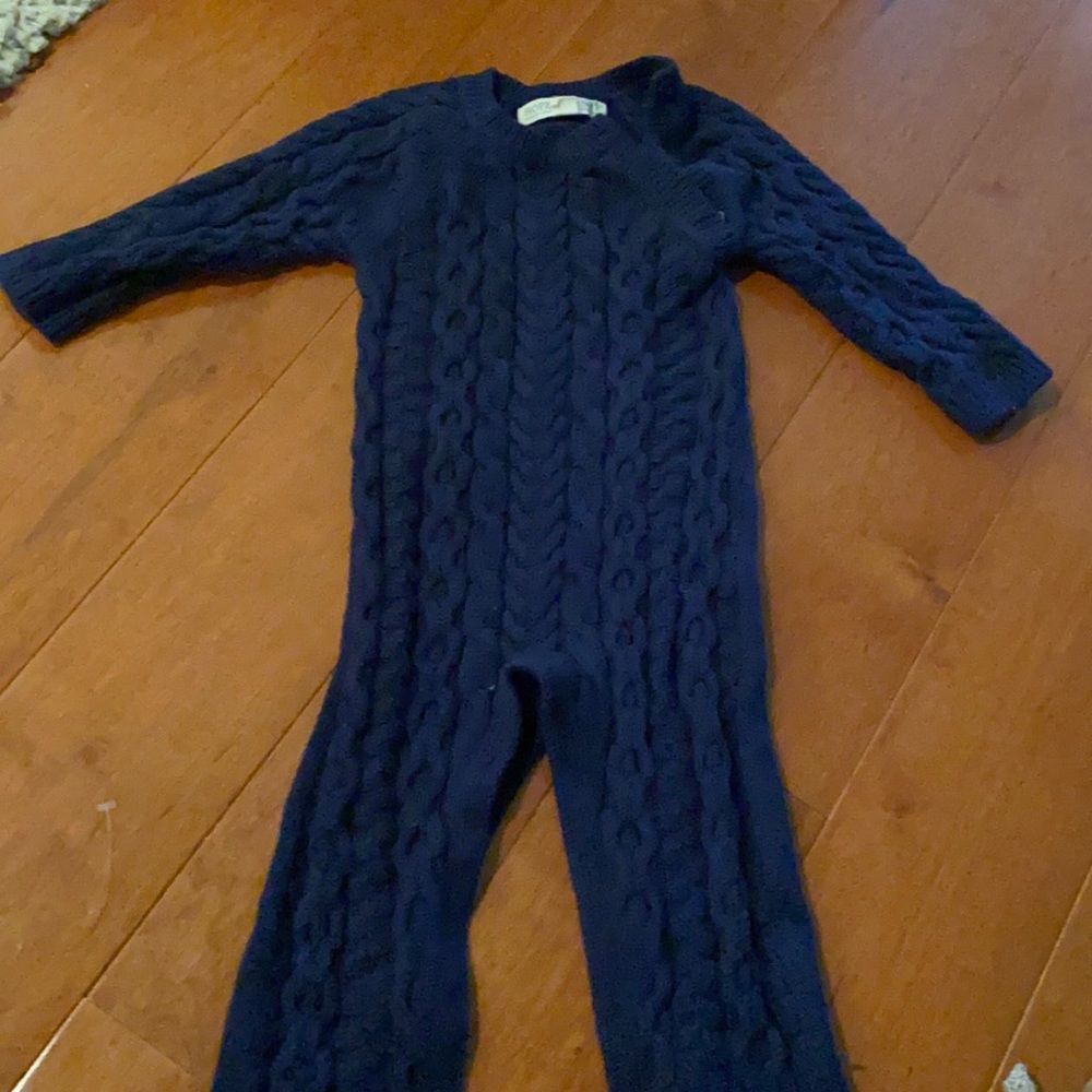 Hope & Henry Navy Cable Knit Coverall